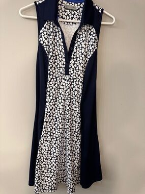 PGA Tour Navy and White Golf Dress with Pockets. Size Medium.
